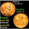 Image 1 : 1942-p Lincoln Cent 1c Grades GEM++ RD