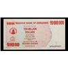Image 3 : 2088  Zimbabwe 10 Million Dollar Note P# 55A Grades vf+