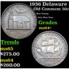 Image 1 : 1936 Delaware Old Commem Half Dollar 50c Grades Choice+ Unc