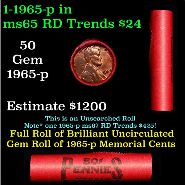 Shotgun Lincoln 1c roll, 1965-p 50 pcs Steel-Strong Wrapper.