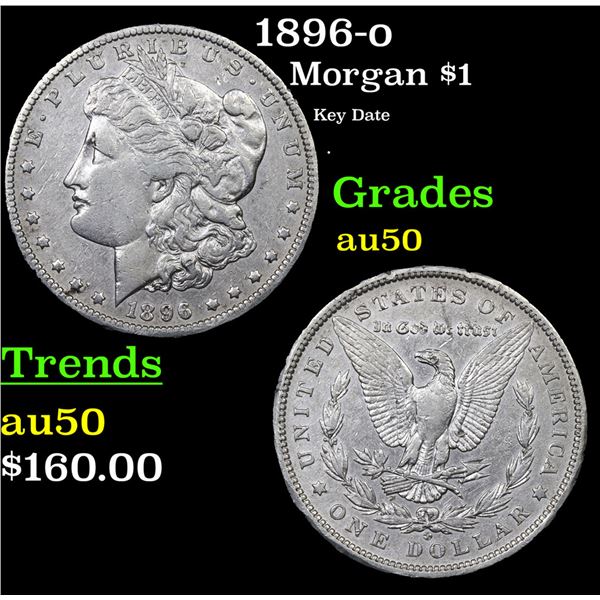 1896-o Morgan Dollar $1 Grades AU, Almost Unc