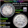 Image 1 : ***Auction Highlight*** 1854-o Arrows Seated Liberty Dime 10c Graded ms63+ By SEGS (fc)