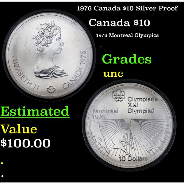 1976 Canada $10 Silver Proof Grades Brilliant Uncirculated