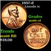 Image 1 : 1957-d Lincoln Cent 1c Grades GEM+ Unc RD