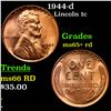 Image 1 : 1944-d Lincoln Cent 1c Grades Gem+ Unc RD