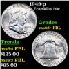 Image 1 : 1949-p Franklin Half Dollar 50c Grades Select Unc+ FBL