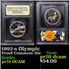 Image 1 : Proof 1992-s Olympic Modern Commem Half Dollar 50c Graded GEM++ Proof Deep Cameo By USCG