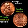 Image 1 : 1949-p Lincoln Cent 1c Grades Gem+ Unc RD