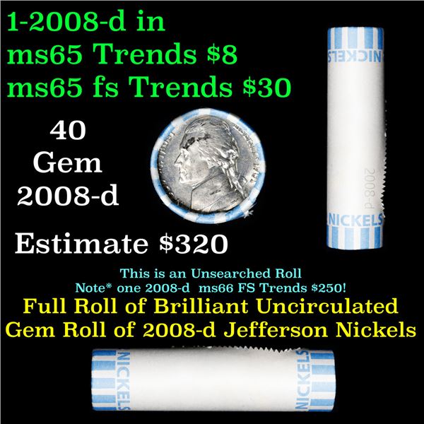 Shotgun Jefferson 5c roll, 2008-d 40 pcs Bank Wrapper