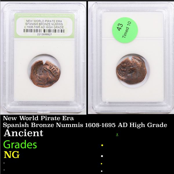 New World Pirate Era Spanish Bronze Nummis 1608-1695 AD High Grade Ancient by INB