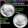 Image 1 : ***Auction Highlight*** 1926 Sesqui Old Commem Half Dollar 50c Graded GEM Unc BY USCG (fc)