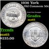 Image 1 : 1936 York Old Commem Half Dollar 50c Grades GEM Unc