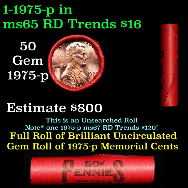 Shotgun Lincoln 1c roll, 1975-p 50 pcs Steel-Strong Wrapper.