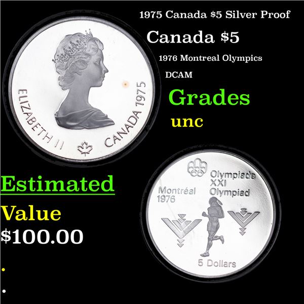 1975 Canada $5 Silver Proof Grades Brilliant Uncirculated