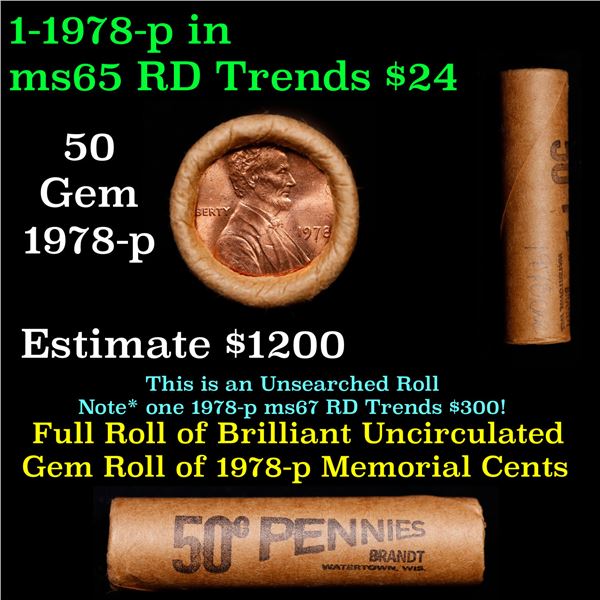 Shotgun Lincoln 1c roll, 1978-p 50 pcs Brandt Wrapper.