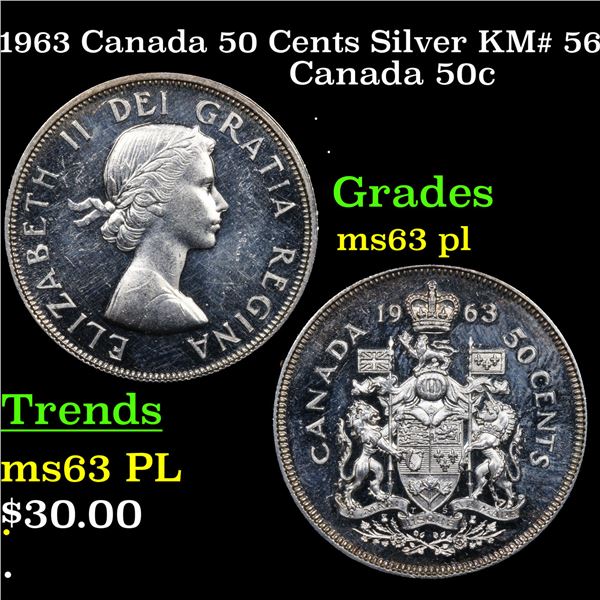 1963 Canada 50 Cents Silver KM# 56 Grades Select Unc PL