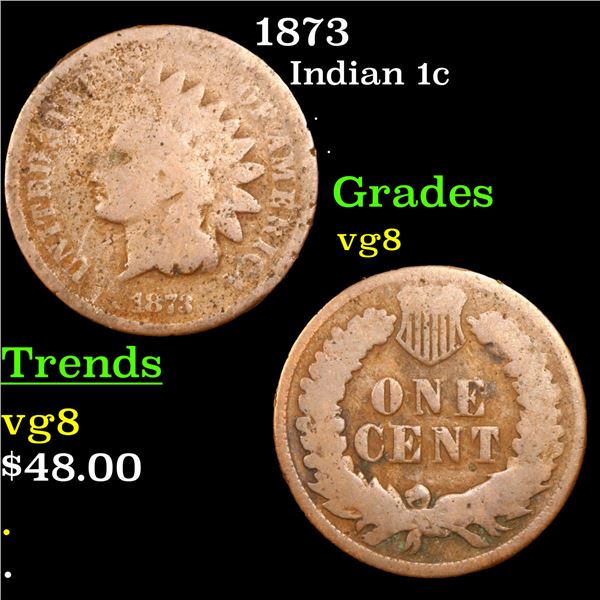 1873 Indian Cent 1c Grades vg, very good