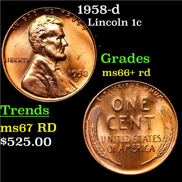 1958-d Lincoln Cent 1c Grades GEM++ RD