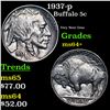 Image 1 : 1937-p Buffalo Nickel 5c Grades Choice+ Unc