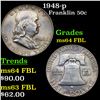 Image 1 : 1948-p Franklin Half Dollar 50c Grades Choice Unc FBL