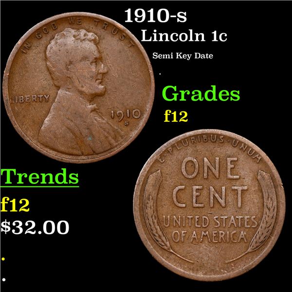 1910-s Lincoln Cent 1c Grades f, fine