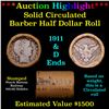 Image 1 : ***Auction Highlight*** Old 50c Roll $10 Halves Solid Barber Half dollar Roll with 1911 & D  Ends (f