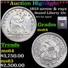 Image 1 : ***Auction Highlight*** 1853 arrow & rays Seated Liberty Quarter 25c Graded ms64 By SEGS (fc)