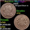 Image 1 : ***Auction Highlight*** 1805 Draped Bust Large Cent 1c Graded xf BY USCG (fc)