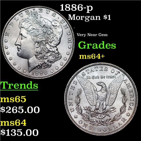 1886-p Morgan Dollar $1 Grades Choice+ Unc