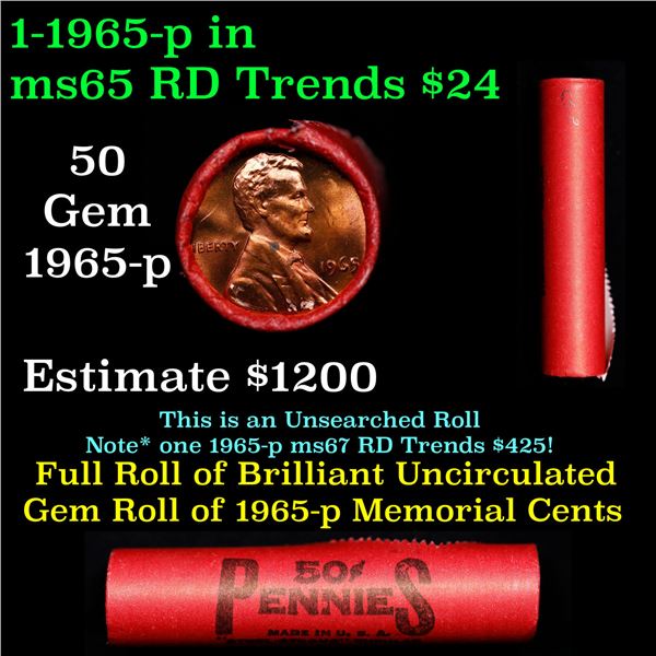 Shotgun Lincoln 1c roll, 1965-p 50 pcs Steel-Strong Wrapper.