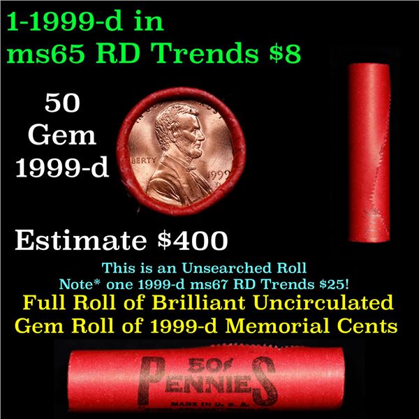 Shotgun Lincoln 1c roll, 1999-d 50 pcs Steel-Strong Wrapper.