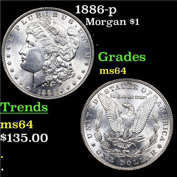 1886-p Morgan Dollar $1 Grades Choice Unc