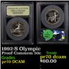 Image 1 : Proof 1992-S Olympic Modern Commem Half Dollar 50c Graded GEM++ Proof Deep Cameo By USCG