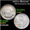 Image 1 : 1923-s Monroe Old Commem Half Dollar 50c Grades Select Unc