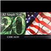 Image 2 : 2003A $2 Federal Reserve Note, Uncirculated 2008 BEP Folio Issue (Chicago, IL) Grades Gem CU