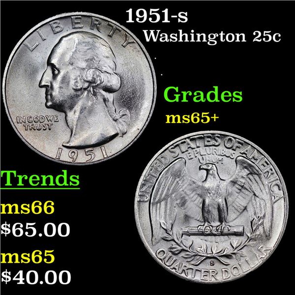 1951-s Washington Quarter 25c Grades GEM+ Unc