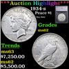 Image 1 : ***Auction Highlight*** 1934-s Peace Dollar $1 Grades Select Unc By SEGS (fc)