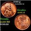 Image 1 : 1949-p Lincoln Cent 1c Grades GEM+ Unc RD