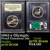 Image 1 : Proof 1992-s Olympic Modern Commem Half Dollar 50c Graded GEM++ Proof Deep Cameo By USCG