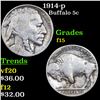 Image 1 : 1914-p Buffalo Nickel 5c Grades f+