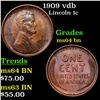 Image 1 : 1909 vdb Lincoln Cent 1c Grades Choice Unc BN
