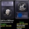 Image 1 : Proof 1971-s Silver Eisenhower Dollar $1 Graded pr69+ DCAM BY SEGS