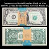 Image 1 : Consecutive Serial Number Pack of 100 1969 $1 Green Seal Federal Reserve Notes Grades ng