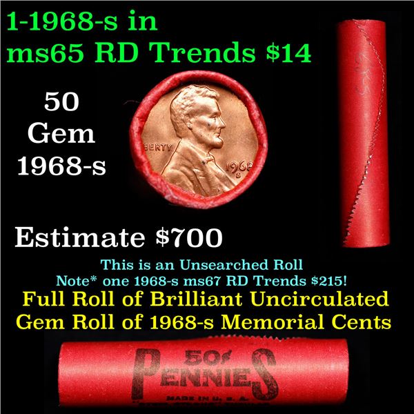 Shotgun Lincoln 1c roll, 1968-s 50 pcs Steel-Strong Wrapper.