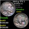 Image 1 : 1913-p TY I Buffalo Nickel 5c Grades Choice+ Unc