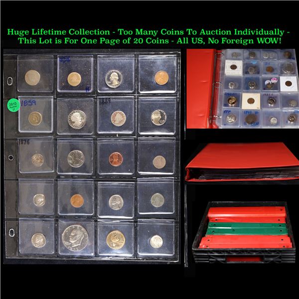 Huge Liifetime Collection - Too Many Coins To Auction Individually - This Lot is For One Page of 20 