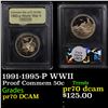 Image 1 : Proof 1991-1995-P WWII Modern Commem Half Dollar 50c Graded GEM++ Proof Deep Cameo By USCG