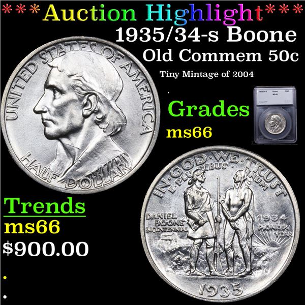 ***Auction Highlight*** 1935/34-s Boone Old Commem Half Dollar 50c Graded ms66 BY SEGS (fc)