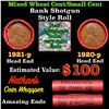 Image 1 : Mixed small cents 1c orig shotgun roll, 1920-p Lincoln Cent, 1921-p Lincoln Cent other end, Nathan's