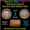 Image 1 : ***Auction Highlight*** Old 50c Roll $10 Halves Solid Barber Half dollar Roll with 1912 & S  Ends (f